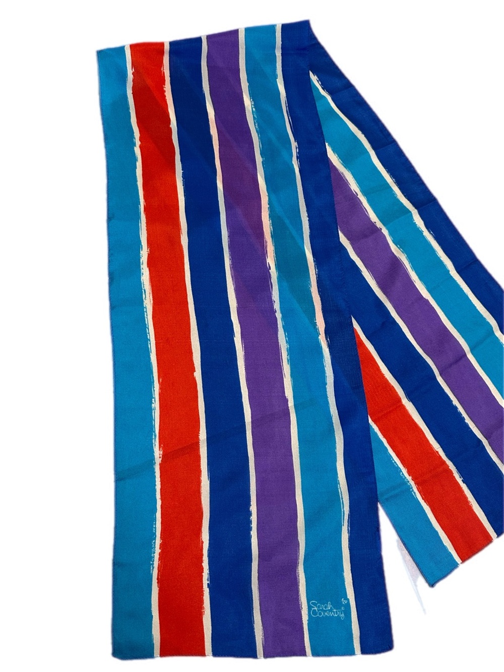 Vintage Sarah Coventry Striped Oblong Scarf Multicolor Stripe Brushstroke Print